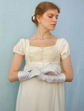 生成り白のレトロな衣装レースポリエステルドレス女性ヴィンテージ衣装シフトパーティーウエディングドレス