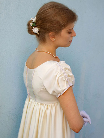 生成り白のレトロな衣装レースポリエステルドレス女性ヴィンテージ衣装シフトパーティーウエディングドレス