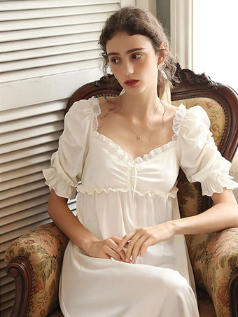 ホワイトレトロエンパイアウエストドレスブリッジトン衣装