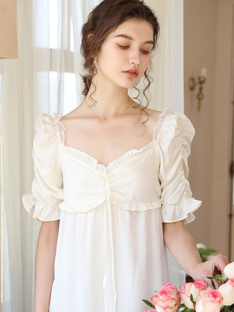 ホワイトレトロエンパイアウエストドレスブリッジトン衣装