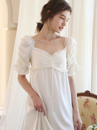 ホワイトレトロエンパイアウエストドレスブリッジトン衣装