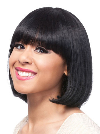 Synthetic Wigs Black Bobs Heat-resistant Fiber Short Wig For Women