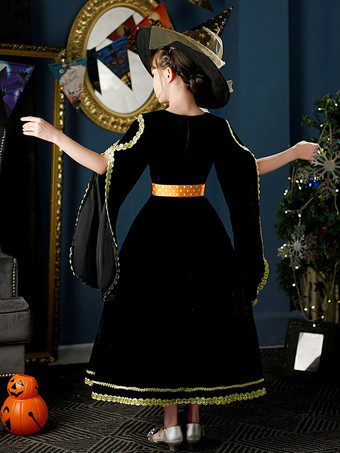 ポリエステルファイバーティーパーティー長袖ポリエステルドレスゴシックブラックキッズロリータドレス