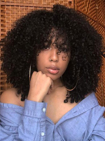 Parrucche sintetiche Parrucca corta in fibra resistente al calore per capelli afro neri per donna