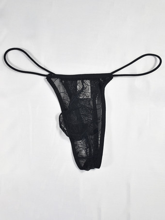 ブラック 男のブリーフソリッドスパイダーウェブパターンナイロン