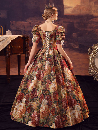 コーヒー ブラウン レトロ衣装ポリエステル ドレス女性のユーロ スタイル マリー ・ アントワネット衣装仮面舞踏会ボール ガウン