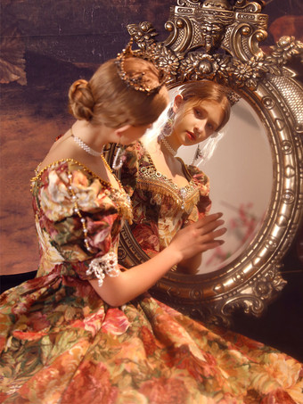 コーヒー ブラウン レトロ衣装ポリエステル ドレス女性のユーロ スタイル マリー ・ アントワネット衣装仮面舞踏会ボール ガウン