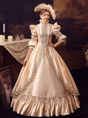 Champagne Retro Costumes Polyester Dress Women's Euro-Style Marie Antoinette Costume Party Prom Dress