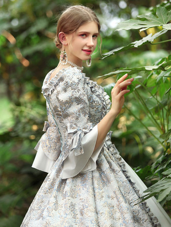 ホワイト レトロ コスチューム レディース フリル ポリエステル ドレス マリー アントワネット コスチューム ロイヤル パーティー ウエディング ドレス