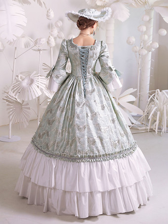 ホワイトレトロコスチュームレディースポリエステルマリーアントワネットコスチュームドレスゴシック18世紀コスチューム