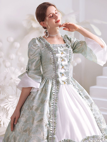 ホワイトレトロコスチュームレディースポリエステルマリーアントワネットコスチュームドレスゴシック18世紀コスチューム