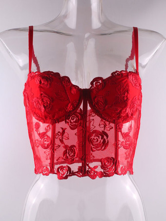 レッド ランジェリー ブラジャー女性ブラジャー ブラック ポリエステル レース セクシーなホット下着