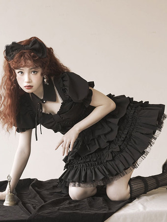 【正规品】ゴスロリドレス リボン フリル 半袖 スカート トップス 女性 2セット