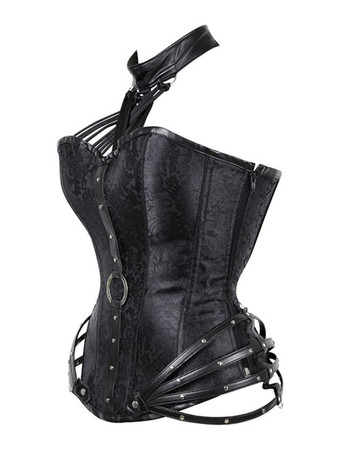 Burgundy V-Neck Sexy Lace-up Chains Printed Woman's Bustier For Women