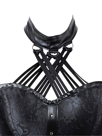 Burgundy V-Neck Sexy Lace-up Chains Printed Woman's Bustier For Women
