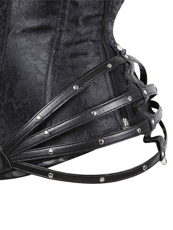 Burgundy V-Neck Sexy Lace-up Chains Printed Woman's Bustier For Women