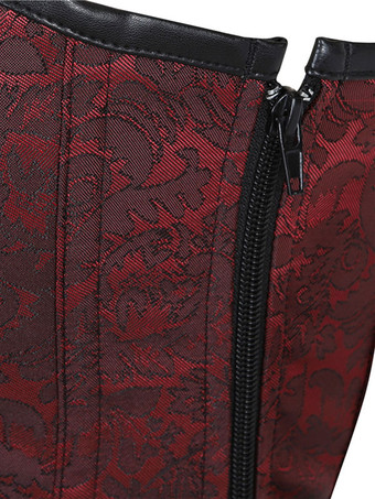 Burgundy V-Neck Sexy Lace-up Chains Printed Woman's Bustier For Women