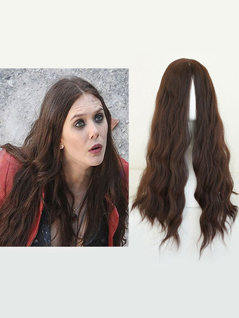 Movie Marvel Comics Avengers Scarlet Witch Wig Middle Parting Long Curly Style
