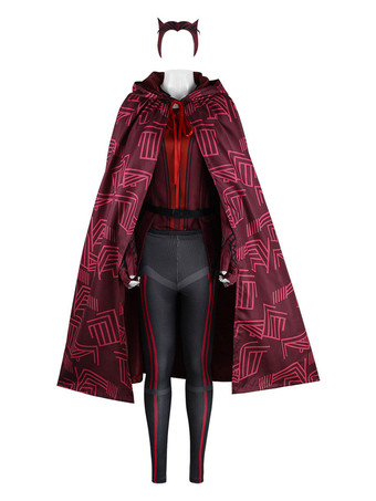 TV Drama Marvel Comics Wanda Vision Scarlet Witch Cosplay Patterned Cloak Only