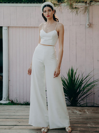 Wedding Jumpsuit White Jumpsuit Bridal Jumpsuit Backless 