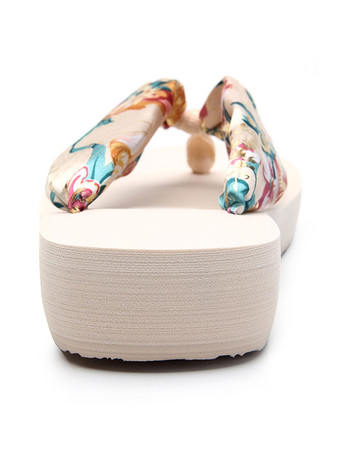 女性用スライドサンダルボヘミアンPVCアッパーオープントゥウェッジヒールスリッパ