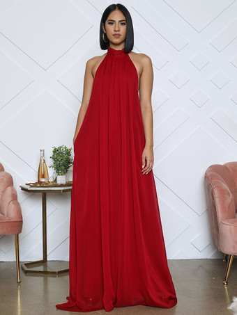 ワインレッド パープル ジャンプスーツ ノースリーブ バックレス シフォン ワイド 夏 ワンピース コーデ