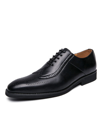 ブラック 男性用ドレスシューズ モダン ポインテッドトゥ ストラップ 調節可能 PUレザー