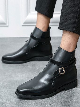 メンズブーツ 素敵なラウンドトゥ PUレザー チェルシーブーツ