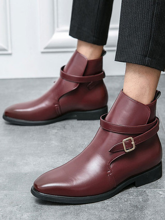 メンズブーツ 素敵なラウンドトゥ PUレザー チェルシーブーツ