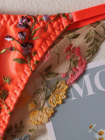 ランジェリー ブラジャー 女性用 ブラ オレンジ ポリエステル レース 2ピース セクシー ホット 下着