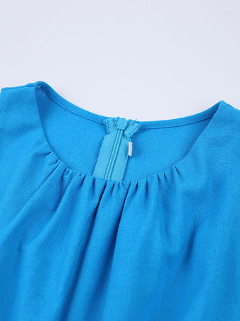 ティール ジャンプスーツ ジュエルネック ノースリーブ カットアウト オープンショルダー ホルター コットン 夏 ワンピース 衣装