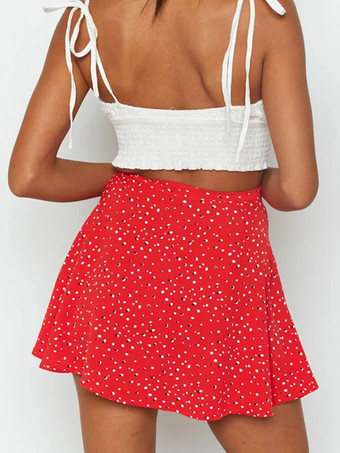 レディース スカート ブラック 花柄 ポリエステル ショート ナチュラルウエスト レディース ボトムス