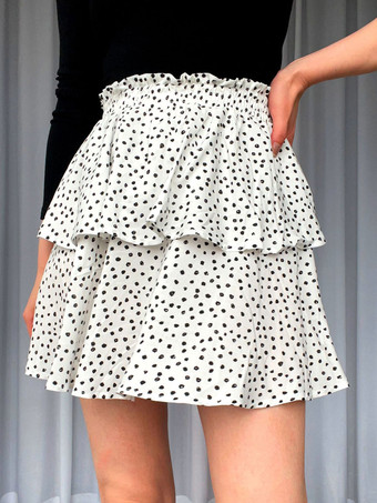 暖かい白女性用スカート パープル ポリエステル ショート ナチュラル ウエスト ボトムス