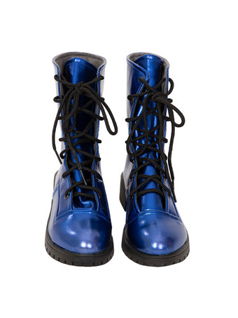 TV Drama Ms. Marvel Season 1 Kamala Khan Dazzling Blue Cosplay Footwear PU Leather Cosplay Boots