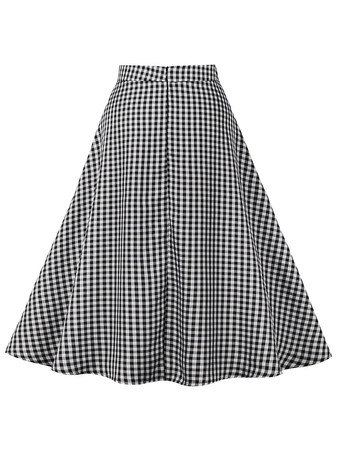 スカート ブラック ボタン チェック柄 ポリエステル 膝丈 秋と冬の女性のボトムス