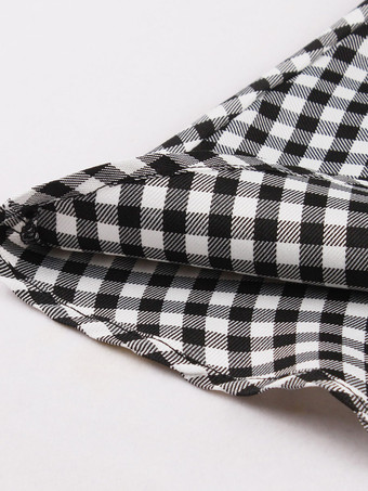 スカート ブラック ボタン チェック柄 ポリエステル 膝丈 秋と冬の女性のボトムス