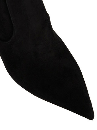 女性のニーハイ ブーツ ブラック スティレット ヒール ワイド カーフ ブーツ