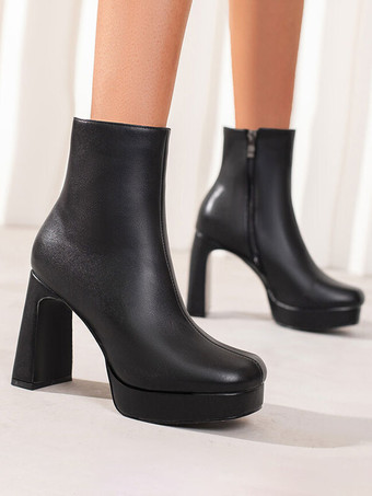 Black Ankle Boots Women Shoes Platform High Heel Booties - Milanoo.com