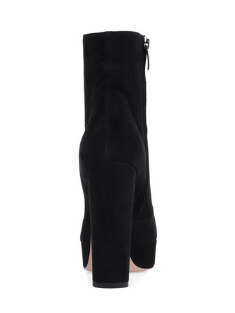 足首ブーツ 女性 スエード ラウンドト ゥーチャンキーヒールブーツ