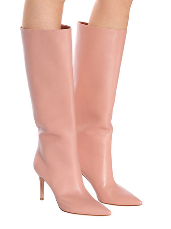 レディース ミッドカーフブーツ バーガンディ ポインテッドトゥ スティレットヒール パーティーブーツ