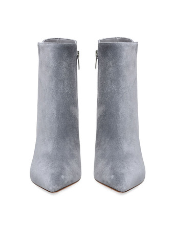 女性のハイヒールブーティースエードポイントトゥースティレットヒールアンクルブーツ