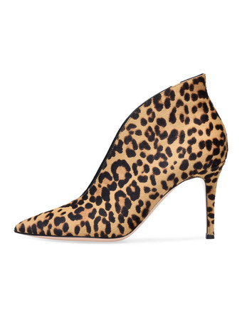 イエロー女性の足首のブーツスエードはつま先のハイヒールブーツ