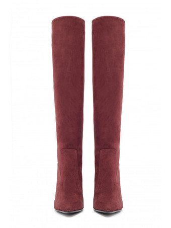 レディース ワイド カーフ ブーツ スエード スティレット ヒール ニーハイ ブーツ