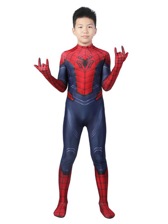 スパイダーマンコスチューム 子供用ゼンタイ レッド ライクラ スパンデックス