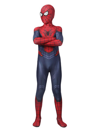 レッド スパイダーマンコスチューム 子供用ゼンタイ レッド ライクラ スパンデックス