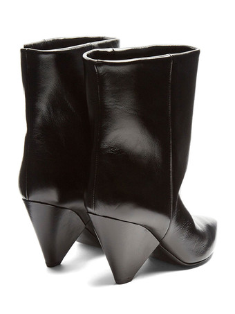 Bottes Mi-mollet Femme à Talons Hauts avec Bout Pointu en Cuir Synthétique Unicolore