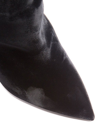 レディース スラウチ ブーツ ブラック ポインテッド トゥ スエード ニーハイ ブーツ