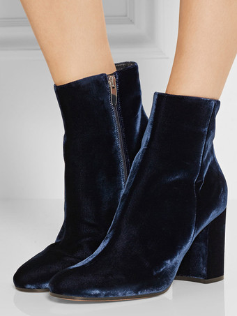 レディース ブーティ ラウンドトゥ チャンキーヒール アンクルブーツ