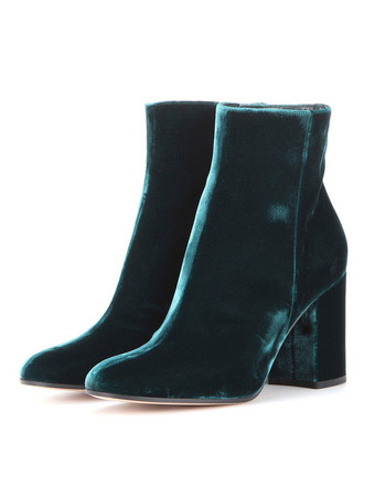 レディース ブーティ ラウンドトゥ チャンキーヒール アンクルブーツ