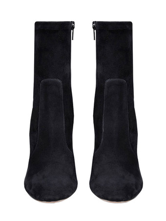 女性用アンクルブーツ ブラック ポインテッドトゥ チャンキーヒール ブーティ